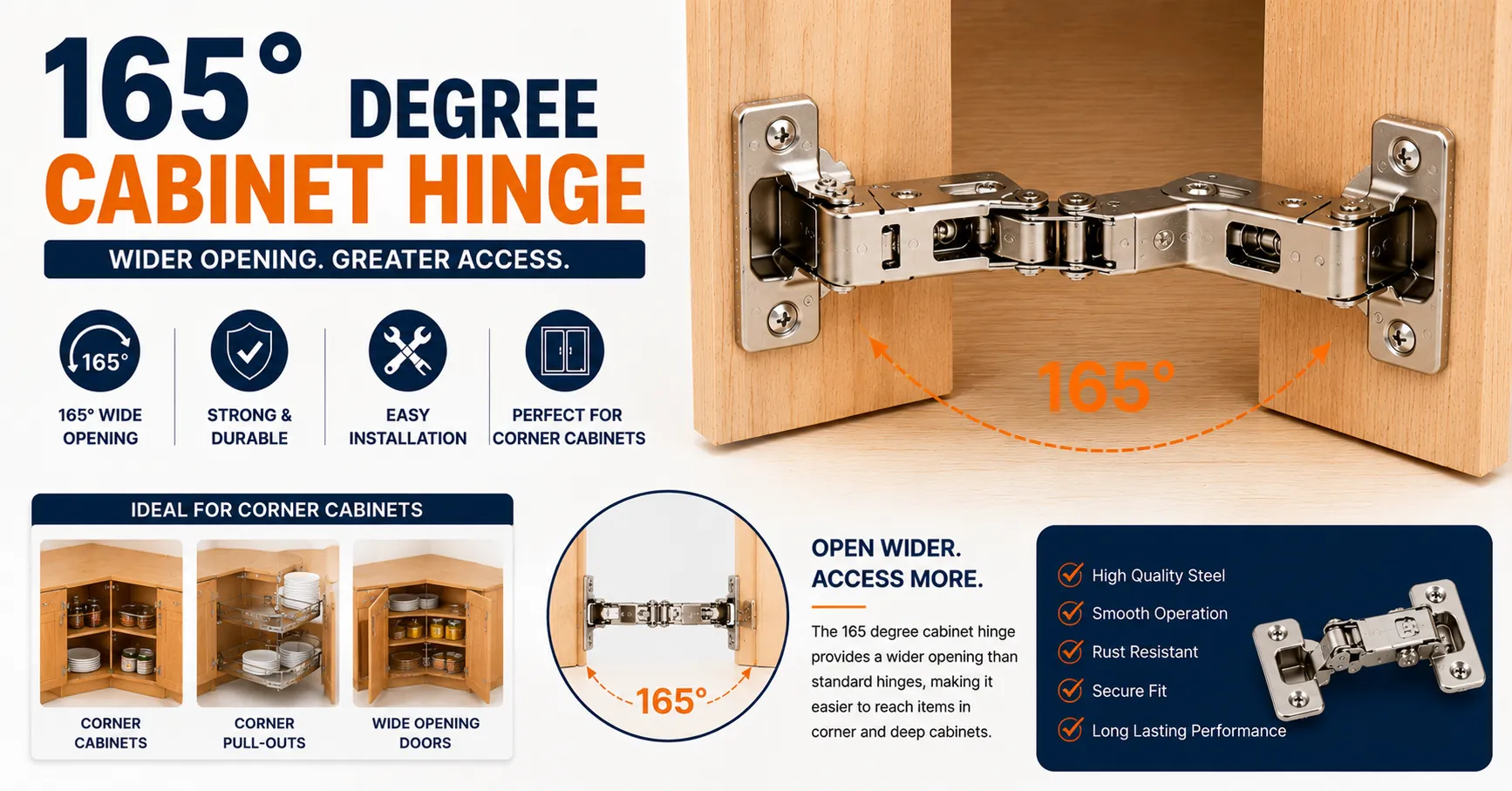 165 Degree Cabinet Hinge
