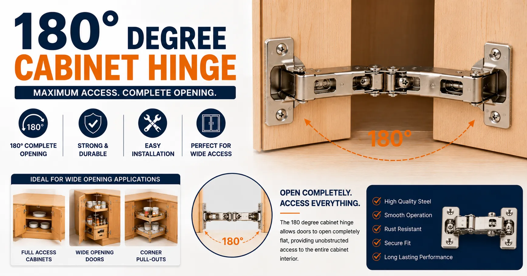 180 degree cabinet hinge