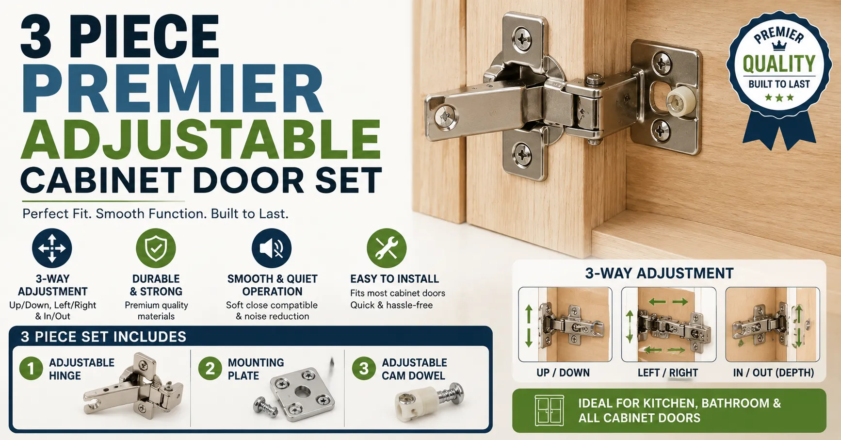 3 piece premier adjustable cabinet door set