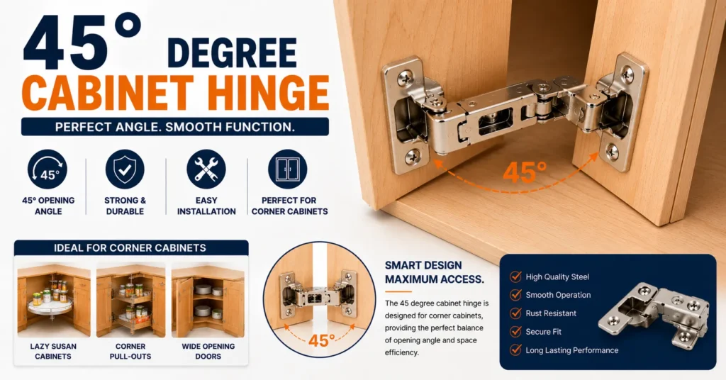 45 degree cabinet hinge